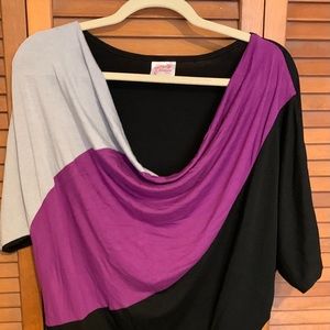 Cowl Neck Colorblock Top